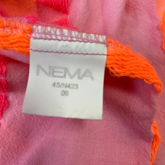 NEMA Resort Wear  Embroidered Tiered Short Dress Neon Print Sleeveless S - Picture 10 of 15